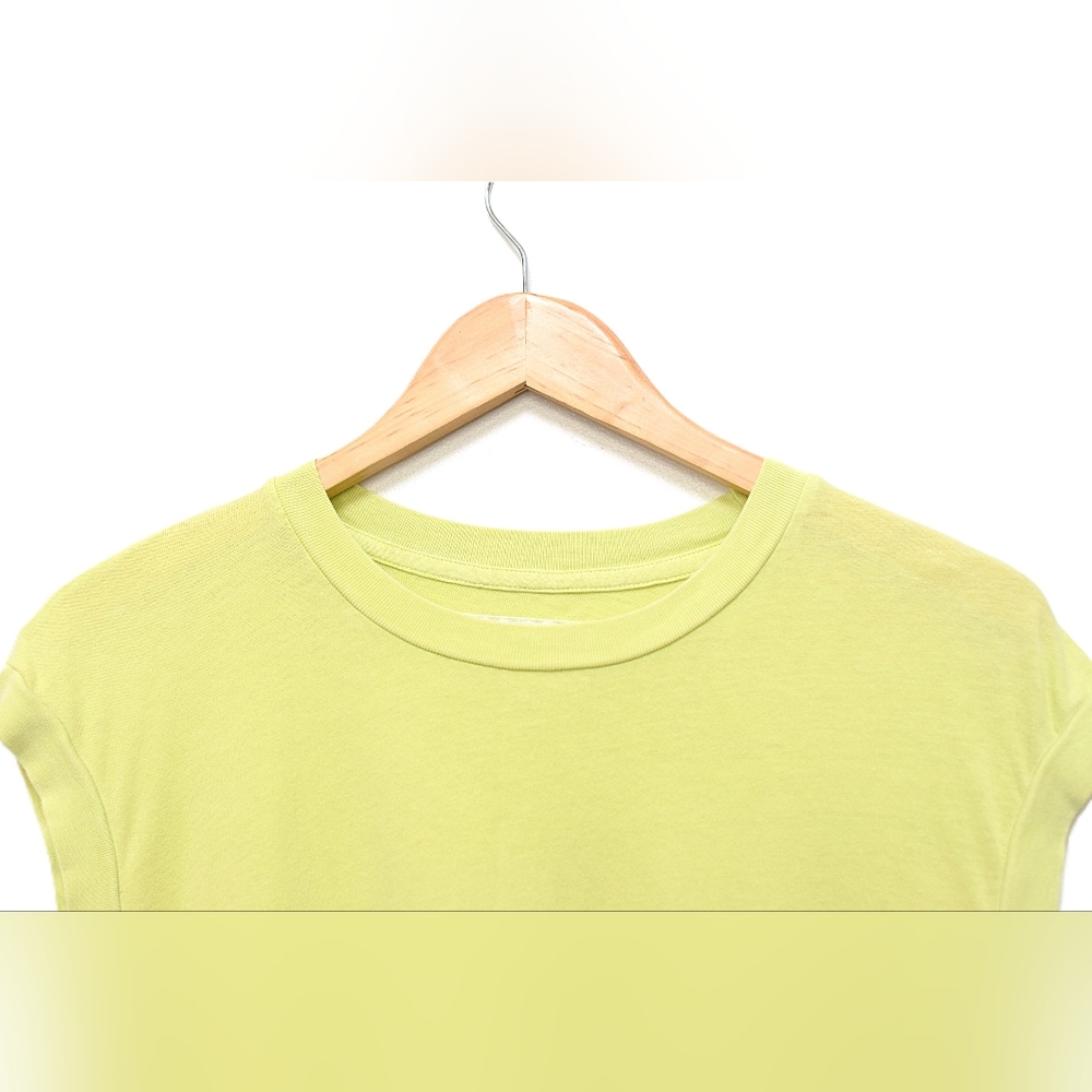 The Great Square Tee Shirt Boxy Cropped Crew Neck Lime Zest Green Yellow Size L - Picture 3 of 8